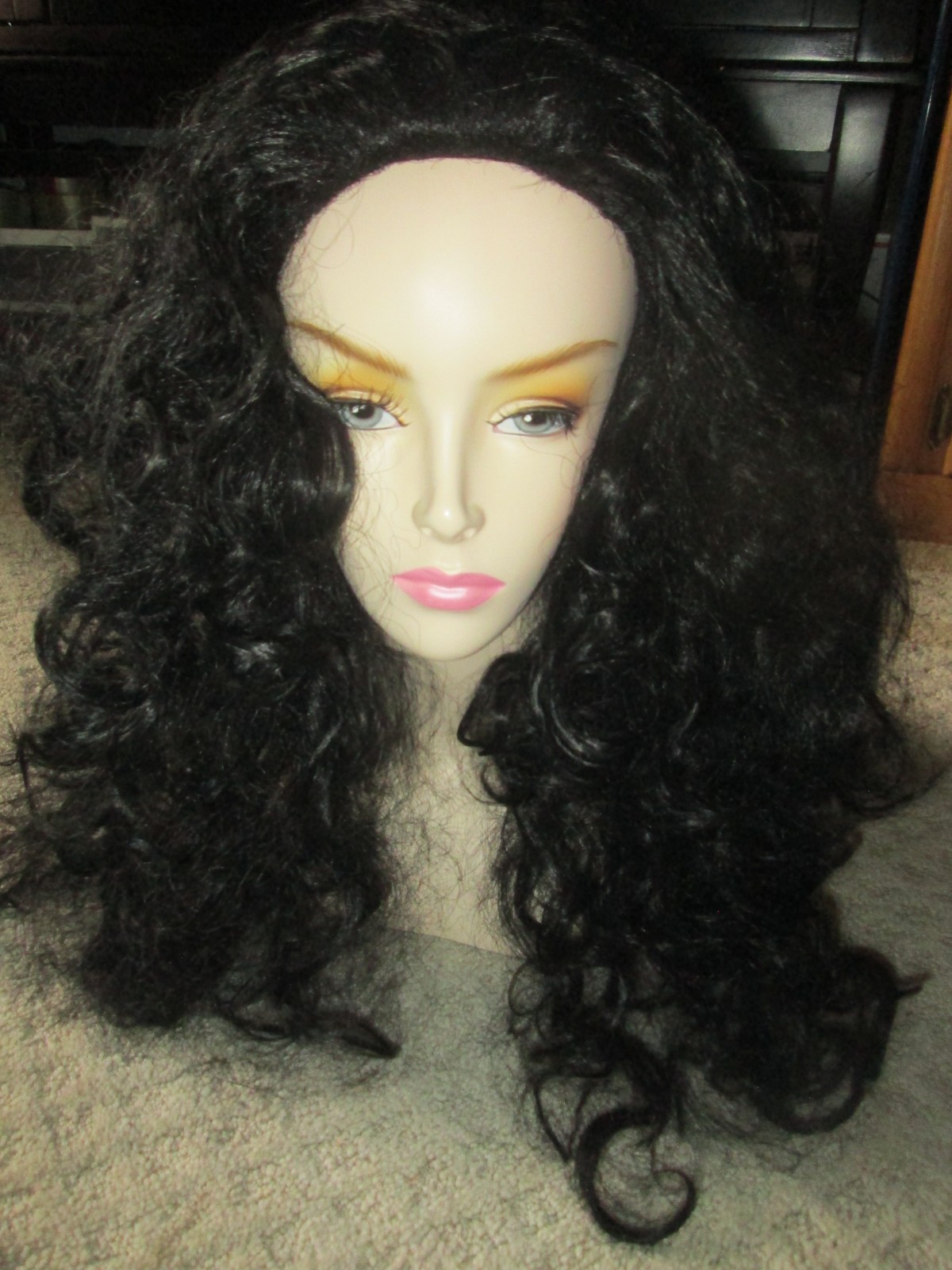 Unbranded Black LONG Curly Wig Adjustable Stylish Hairpiece w/ Clip in