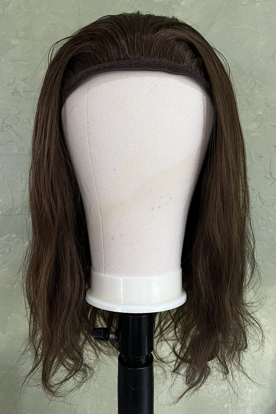 100% European Virgin Jewish Kosher Human Hair Bandfall Wig Medium Brown 24″ M