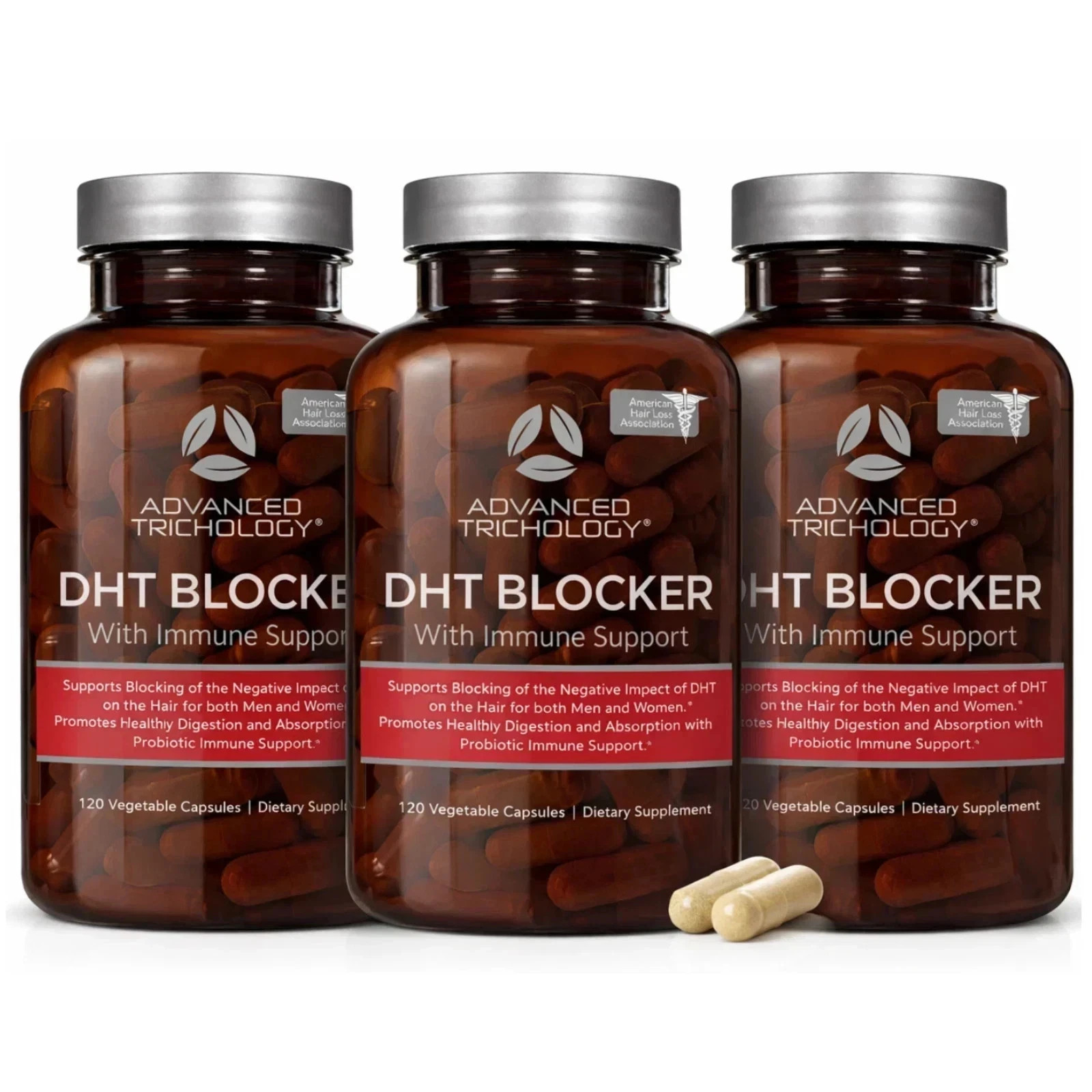 Advanced Trichology DHT Blocker – Hair Growth Supplement – 120 Capsules 3 pack