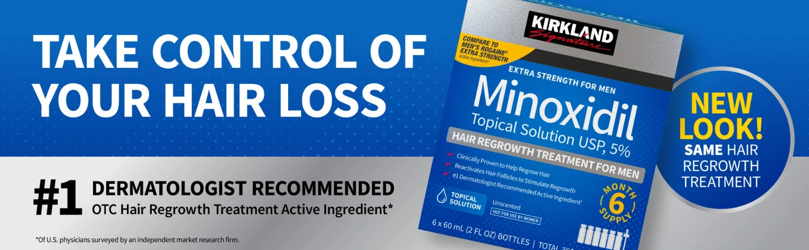 Kirkland Minoxidil 5% Extra Strength Men 6 Month Supply Hair Regrowth Solution