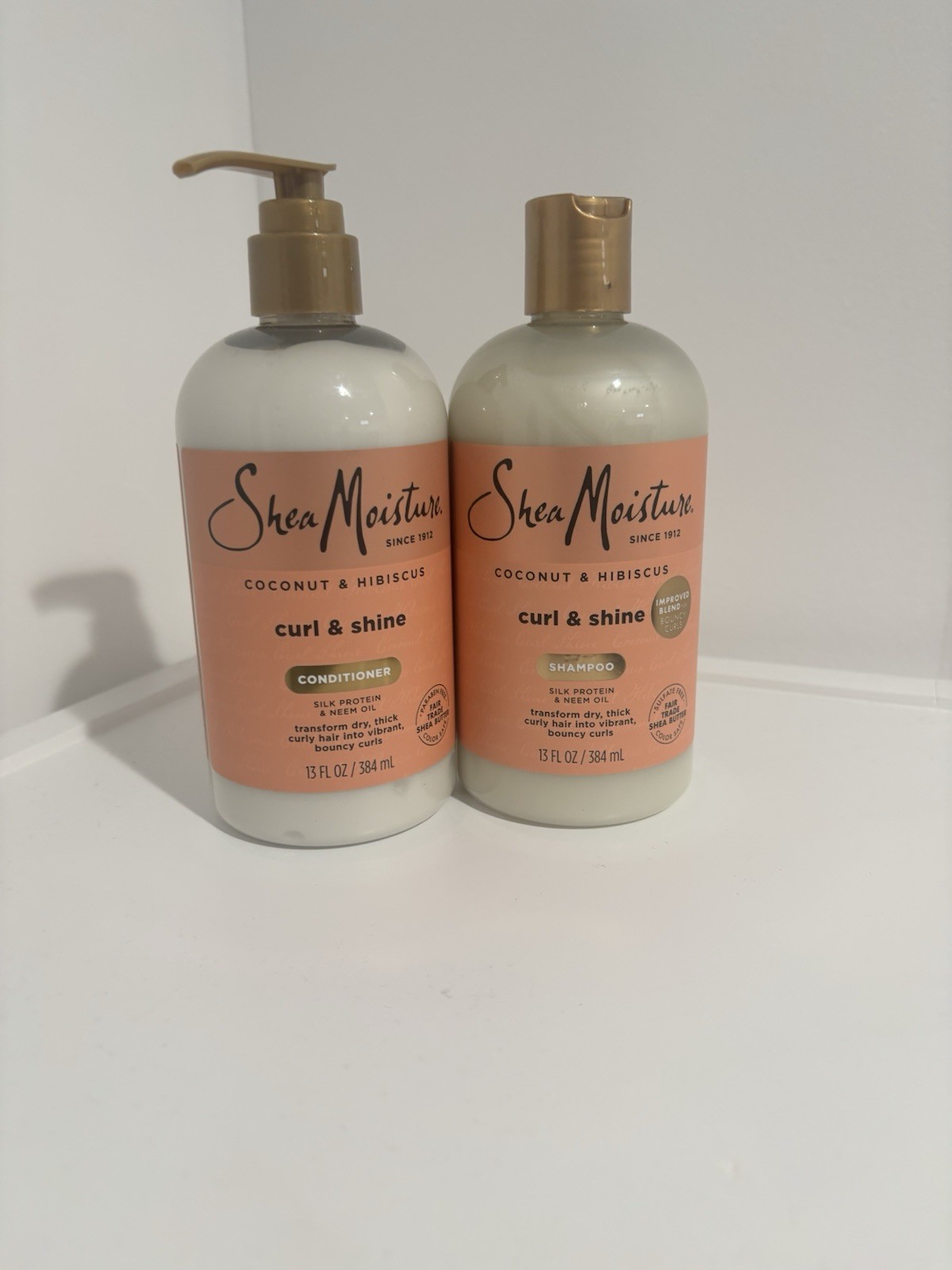 SheaMoisture Coconut & Hibiscus Curl & Shine Shampoo + Conditioner Set 13oz NEW