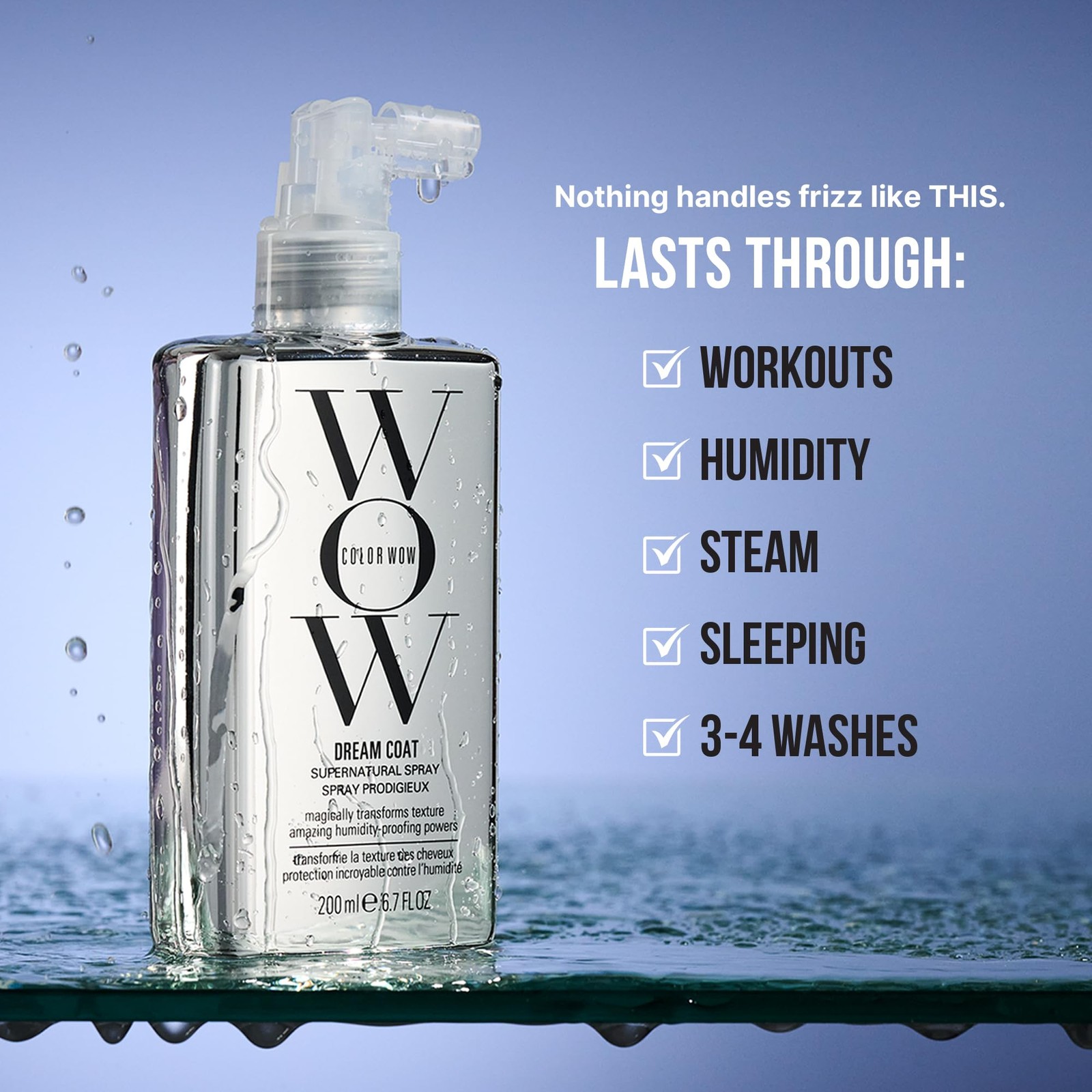 Anti-Humidity Frizz Control Hair Spray Heat Activated Long Last 4 Washes