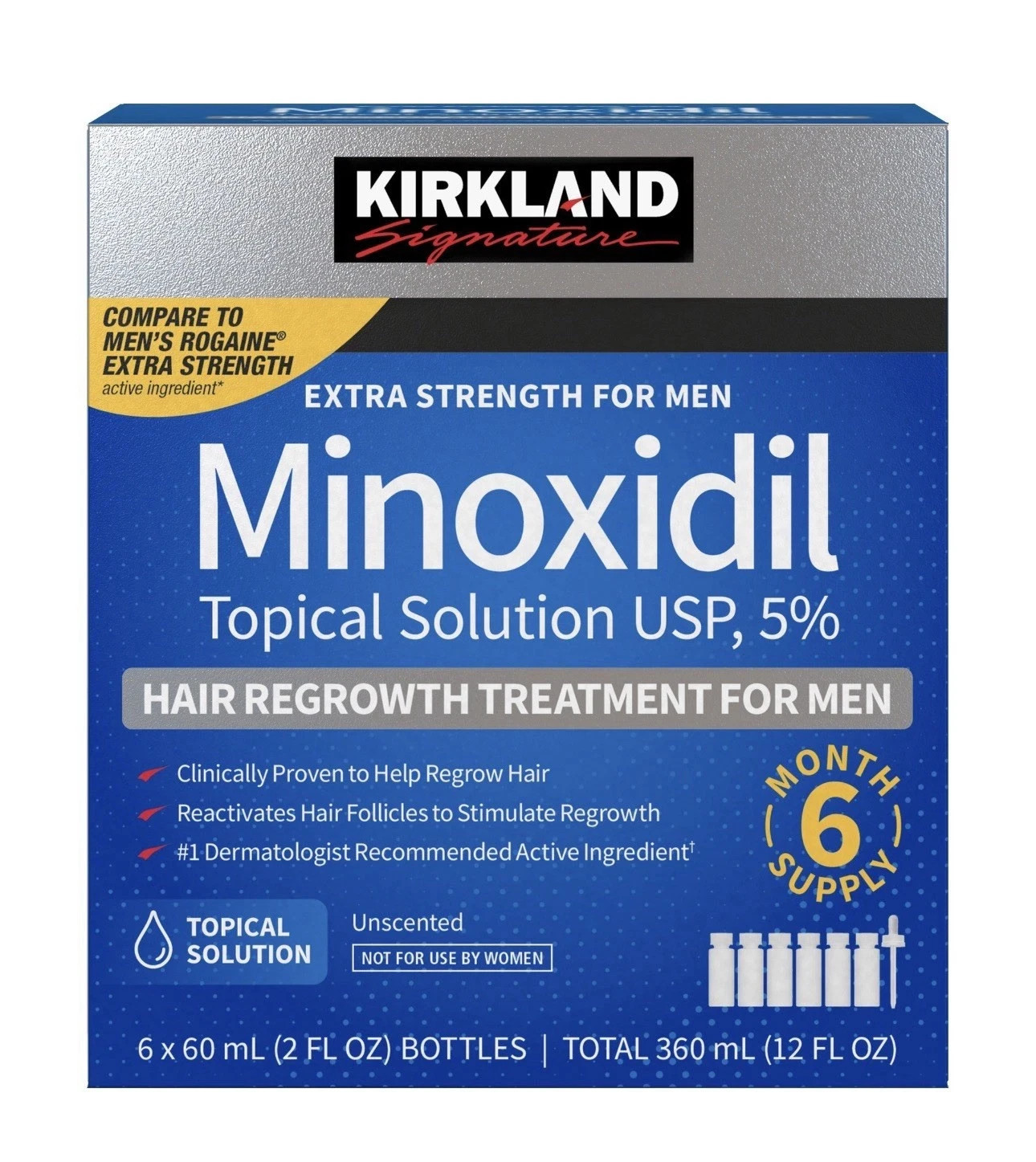 Kirkland Minoxidil 5% Extra Strength Men 6 Month Supply Hair Regrowth, SEALED