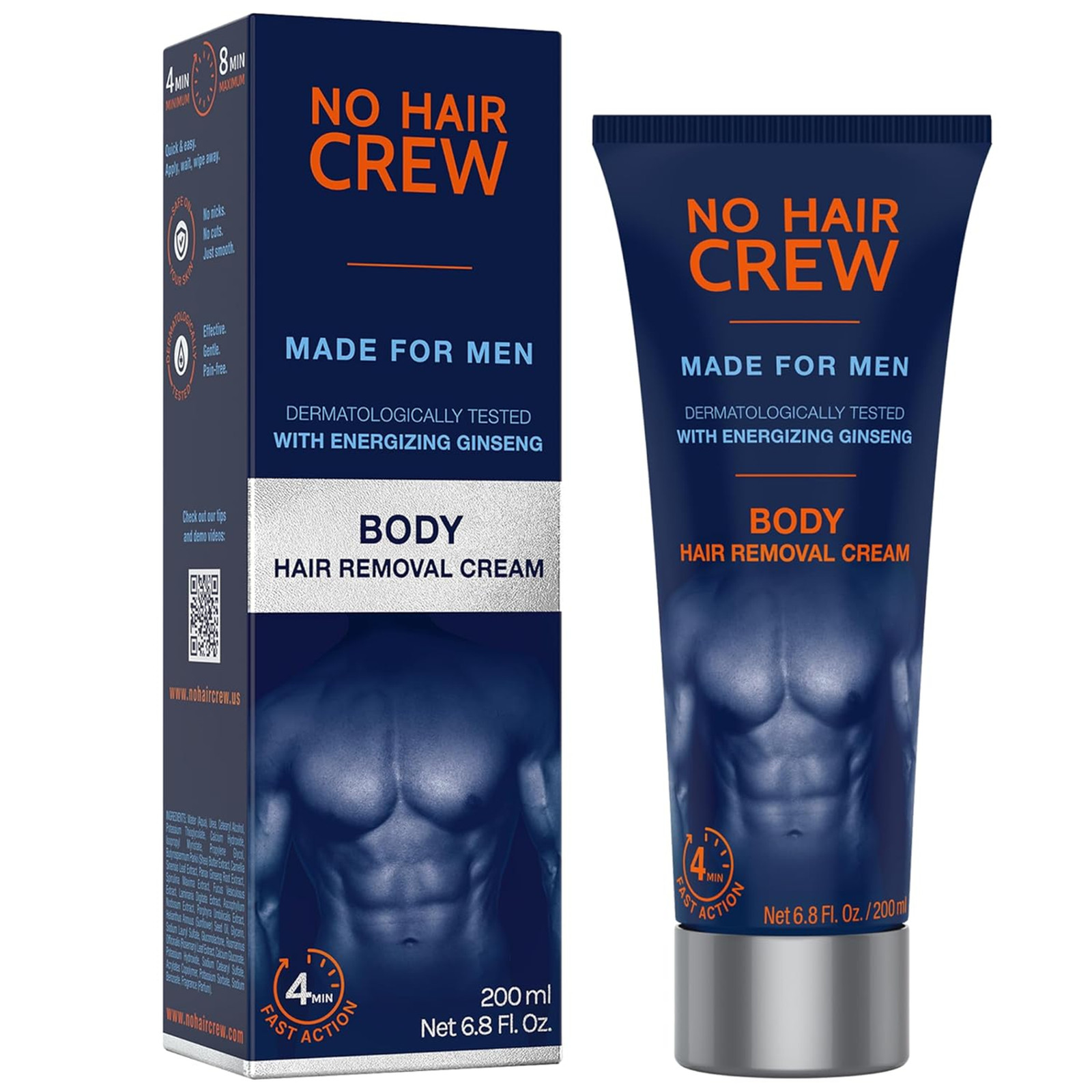 Body Hair Removal Cream for Men Ginseng Depilatory 200ml Painless Man-scaping
