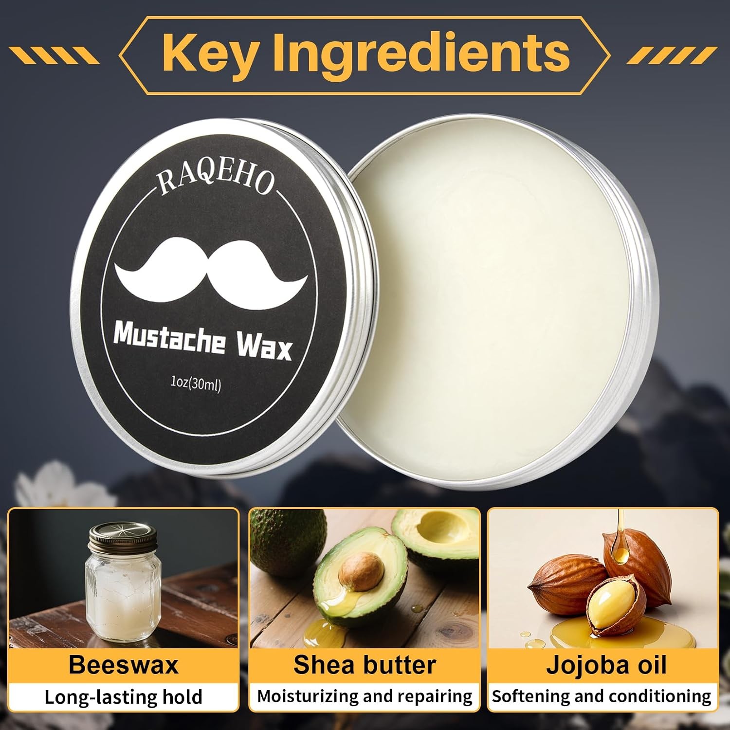 1oz Mustache Wax For Men – Unscented Strong Hold Moustache Beard Wax Styling Pas