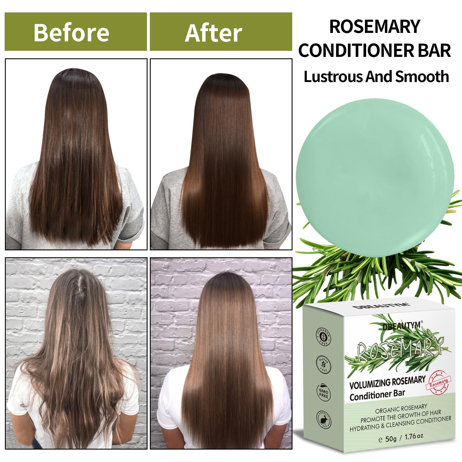 DBEAUTYM 2 Pack Rosemary Shampoo Conditoner Bar Set,Thinning HairVolume Shamp…