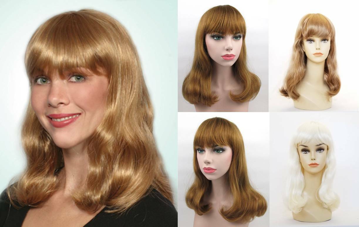 WOMENS LONG STRAIGHT HAIR CHINA DOLL STYLE WIG W/ BOTTOM CURLS & BANGS SUSAN