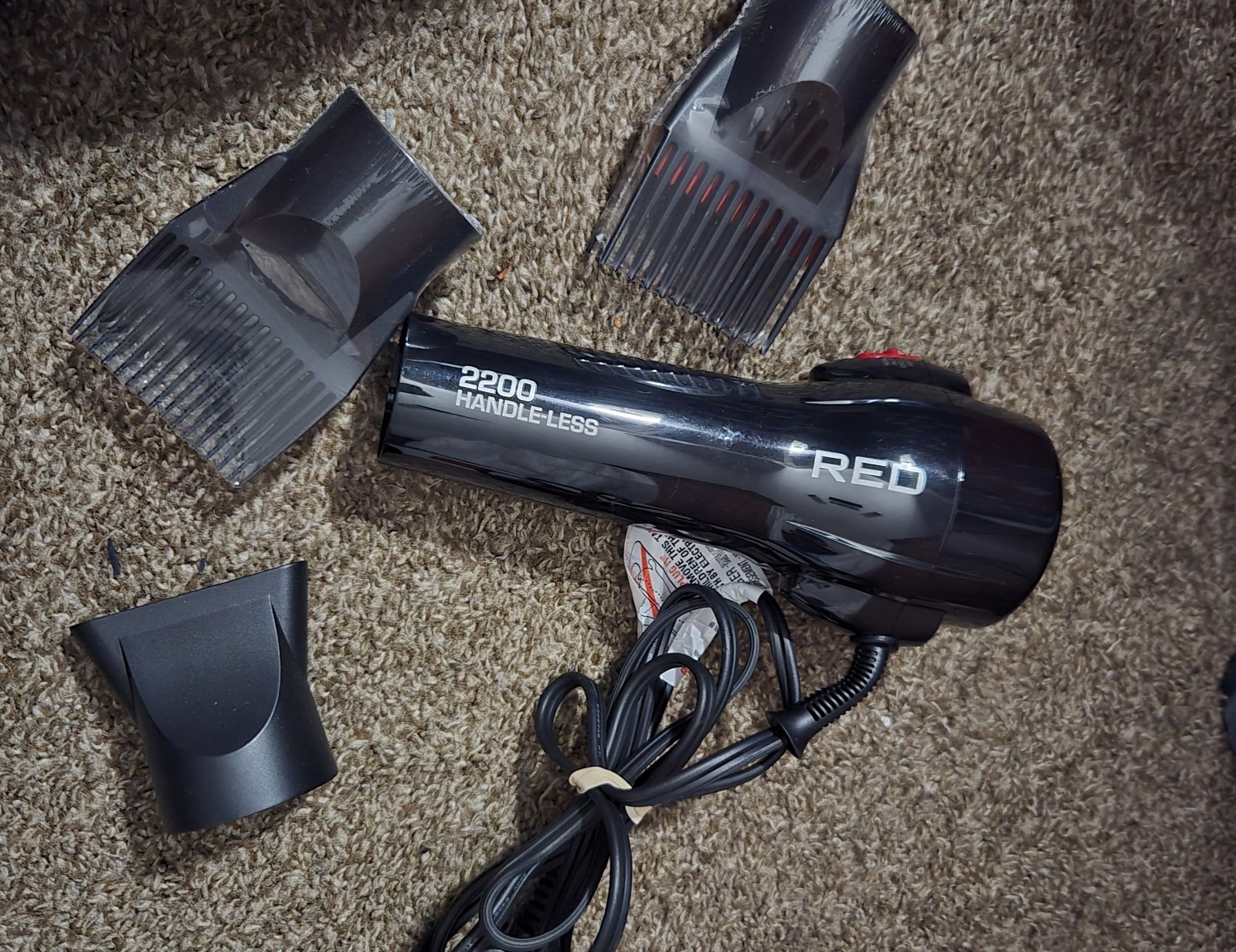RED by Kiss Handle-Less 2200W Ceramic Hair Dryer w/ Detangler Pik, BD03