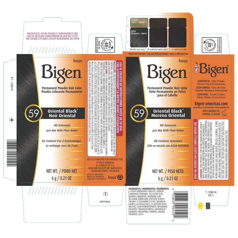 Bigen Permanent Powder Hair Color, Oriental Black 59, Unisex, Adult