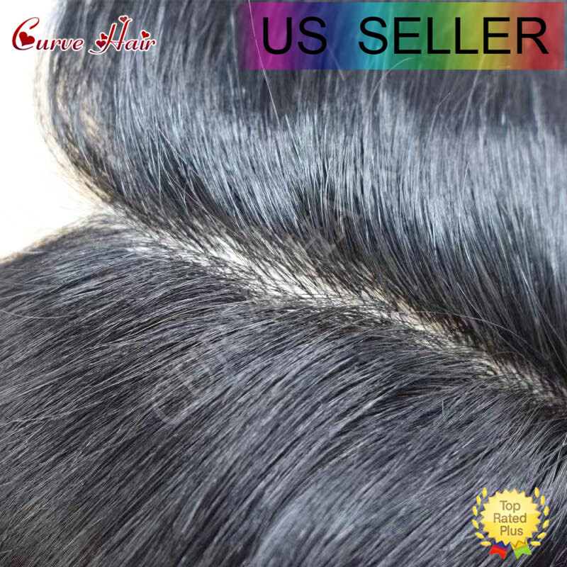 Mens Toupee Human Hairpiece Full Poly Thin Skin Hair Replacement System Wig Unit