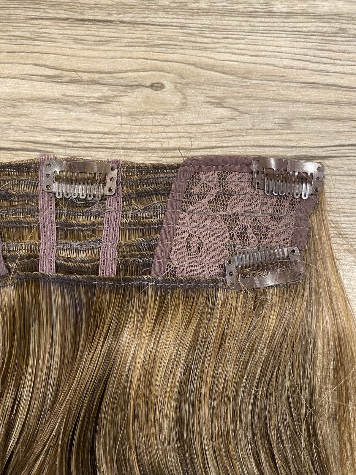 Snap in hair extensions highlighted dark blonde 13” hair extension synthetic