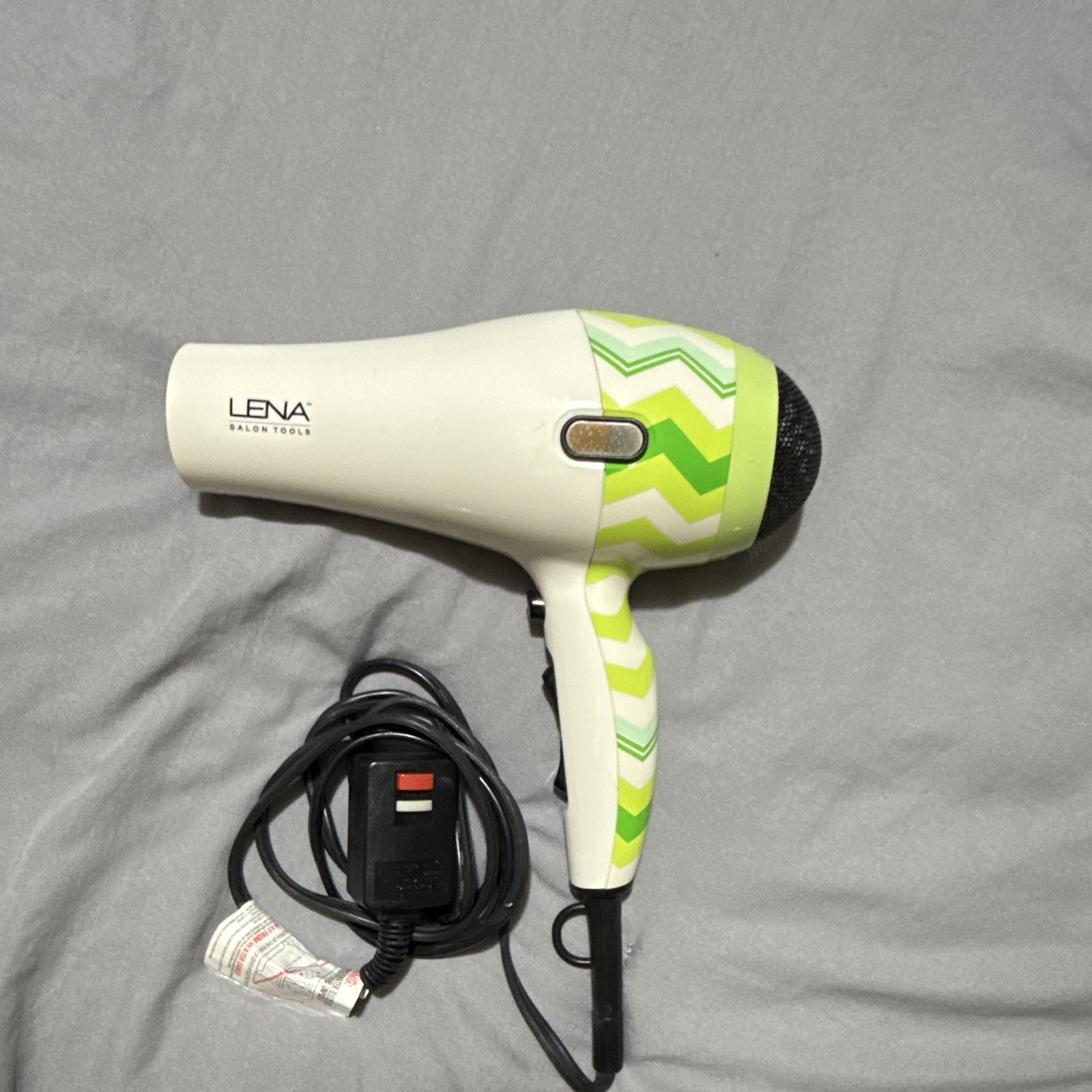 LENA Salon Tools LE402 1800W Standard Hair Dryer White/Green Chevron Pattern
