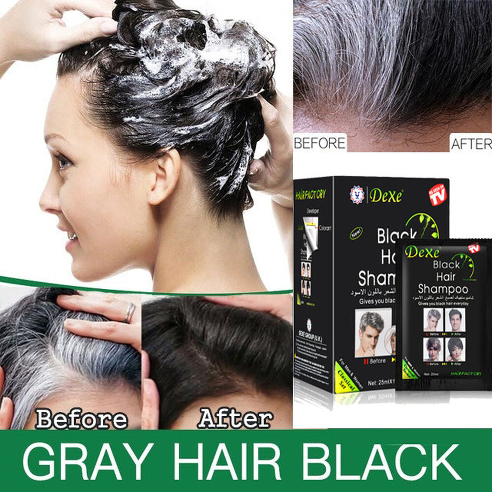 10pcs Hair Dye Blackening Gray White Hair Shampoo Natural Hair Coloring Shampoo