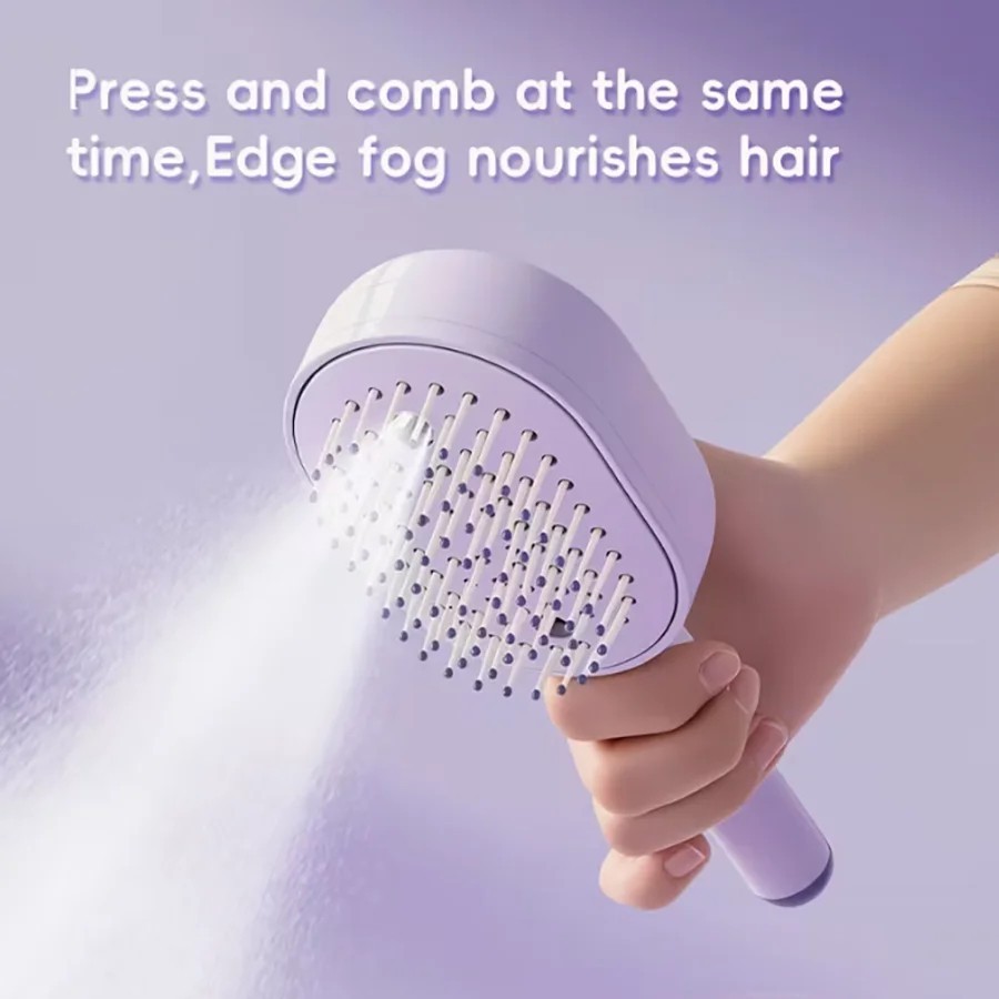 Electric Spray Air Cushion Massage Comb Rechargeable Self Cleaning Hair Brush