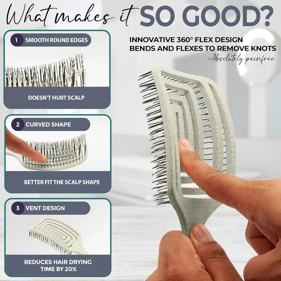 Paddle Hair Brush for Thick Hair – Detangler Brush for women – Vented Hairbrush