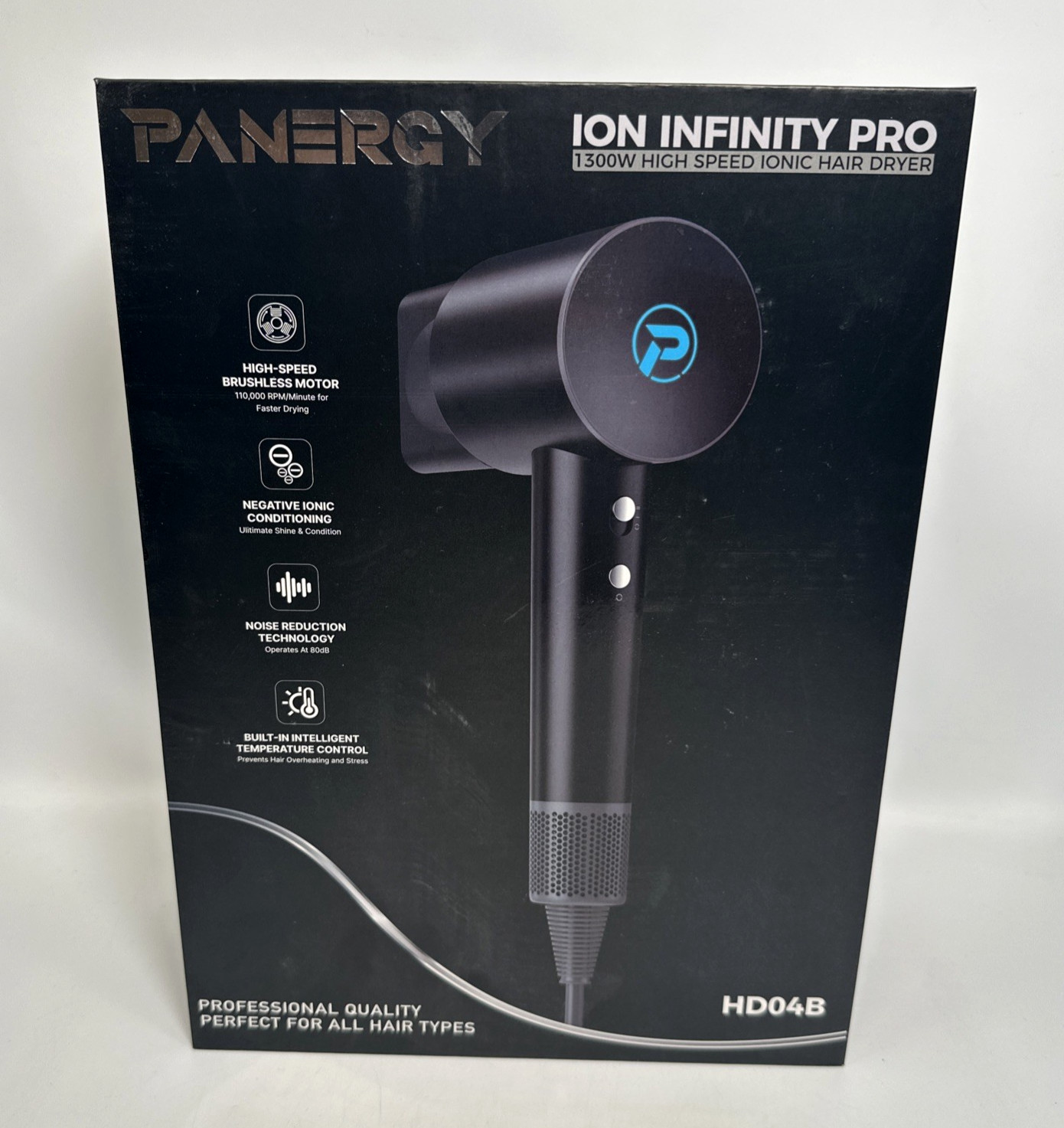 PANERGY ion Infinity Pro, 1300W Professional Hair Dryer w/Diffuser *NEW*
