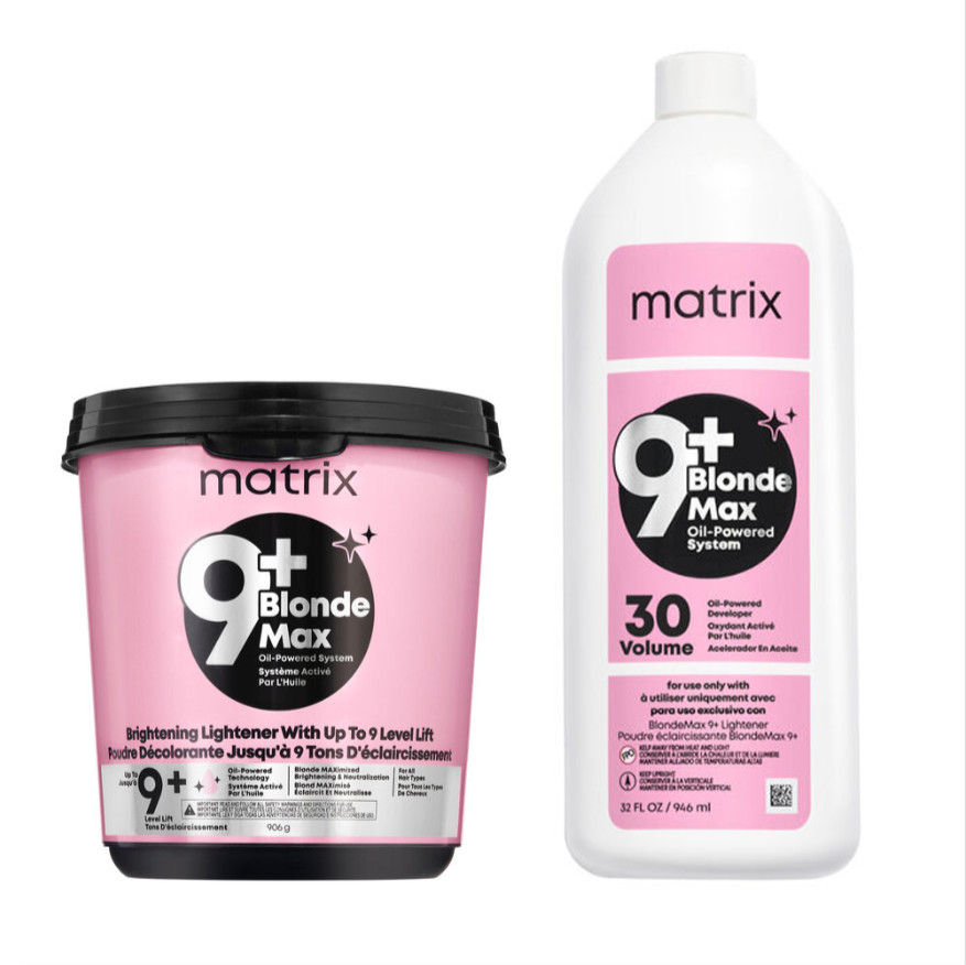 Matrix BlondeMax 9+ Oil-Powdered Lightner 32oz & BlondeMax 30 Vol Developer 32oz