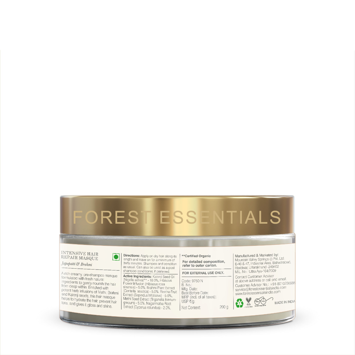 Forest essentials Intensive Hair Repair Masque | Japapatti & Brahmi | Ceramides
