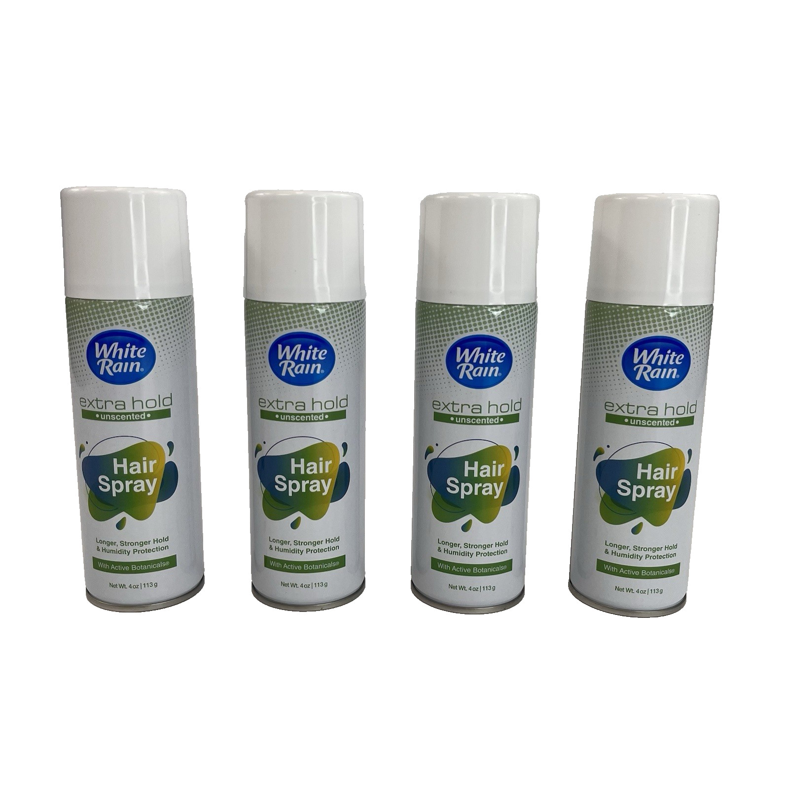 White Rain Hairspray 4 Pack Extra Hold Unscented Aerosol 4oz Long Lasting