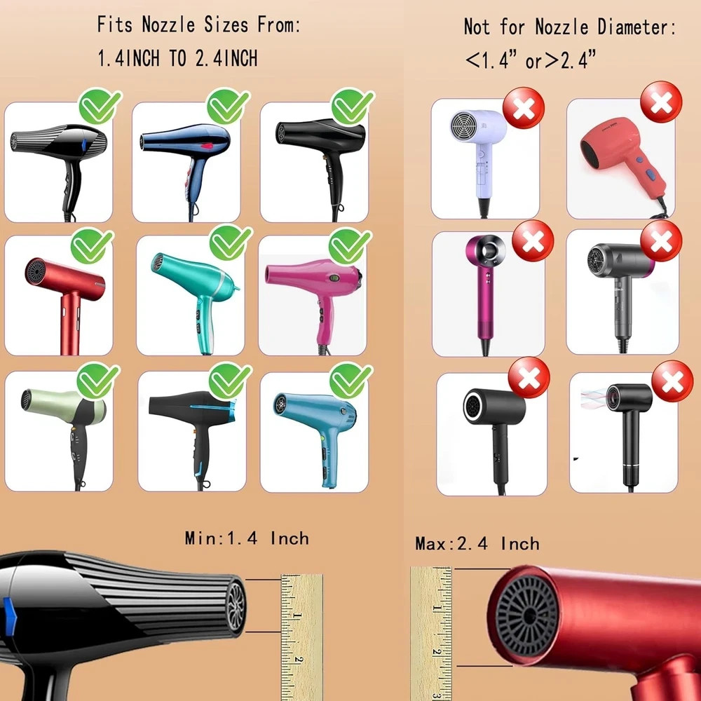 Universal Hair Diffuser Attachment 1.4-2.4in Blow Dryer Curly Wavy Hair Black