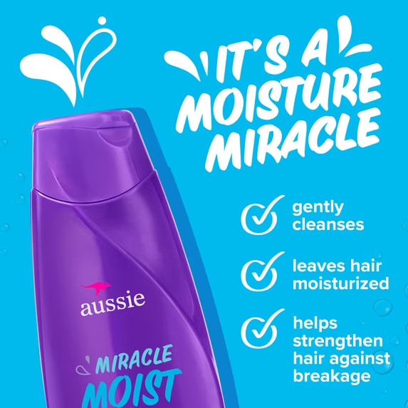 (2 pack) Aussie Miracle Moist Shampoo for All Hair Types with Avocado, 12.1 floz