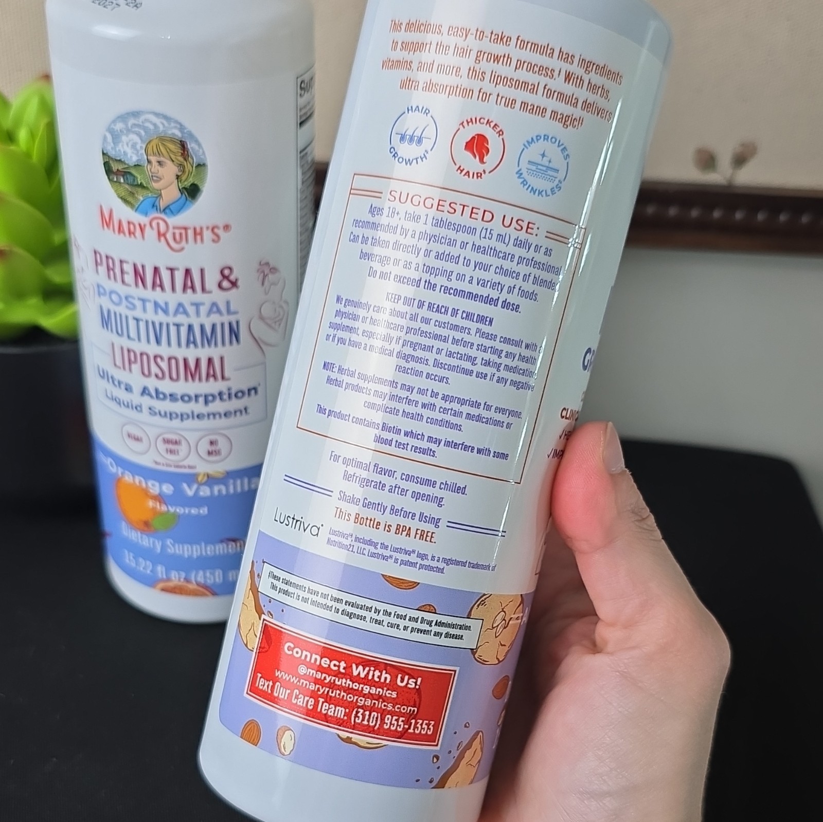 MaryRuth’s Liposomal Hair Growth Max Lustriva Liquid 15.22oz Almond Cookie