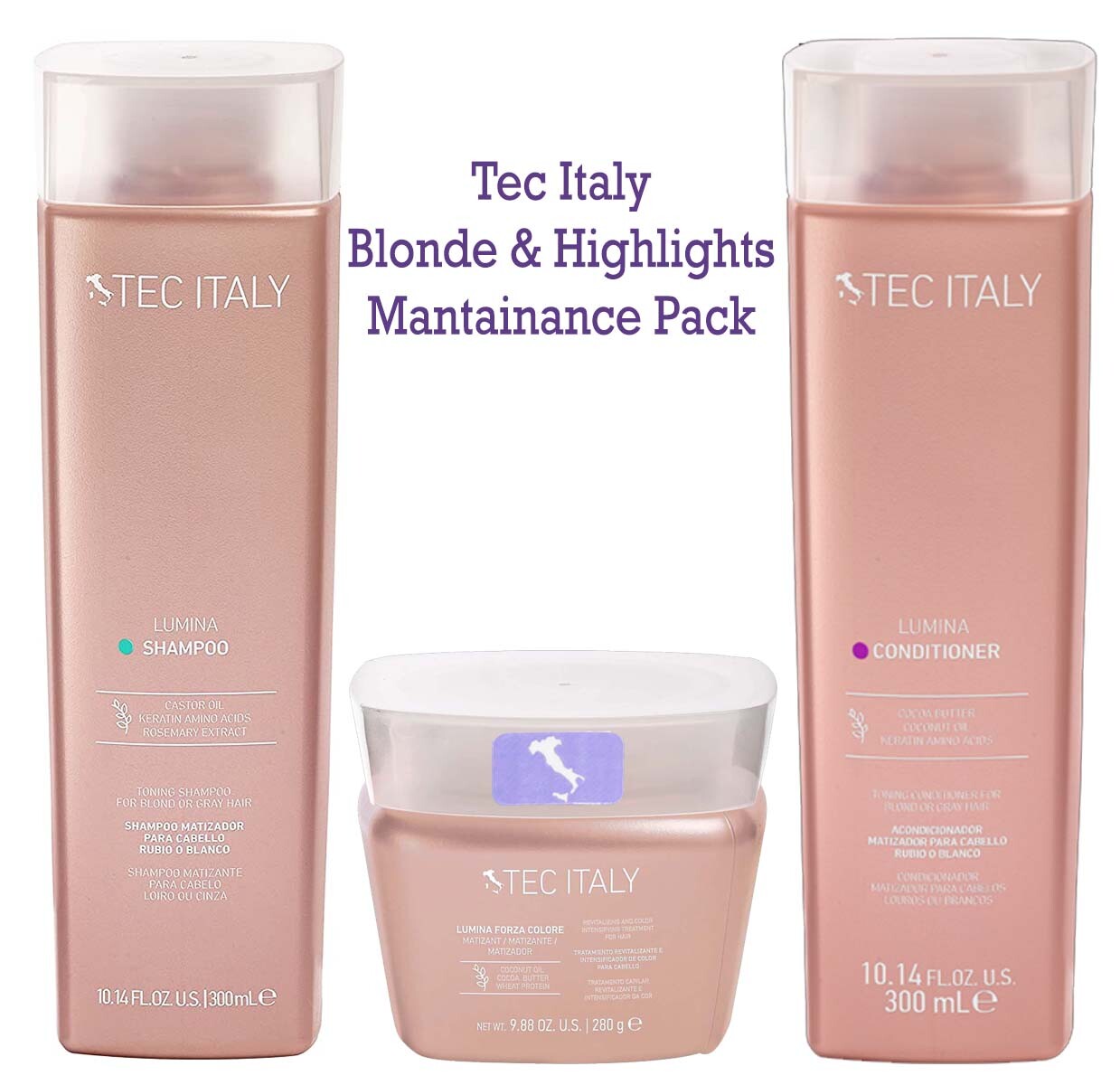 Tec Italy Blonde & Highlights Mantainance Pack: Shampoo Conditioner & Treatment