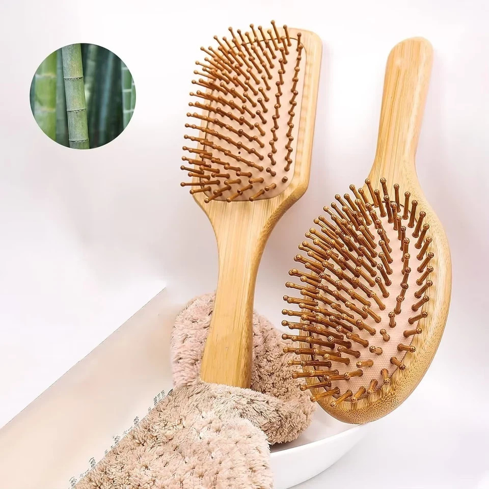 Hair brush, Natural Bamboo Paddle Detangling Hairbrush, Massage Scalp Thick/T…