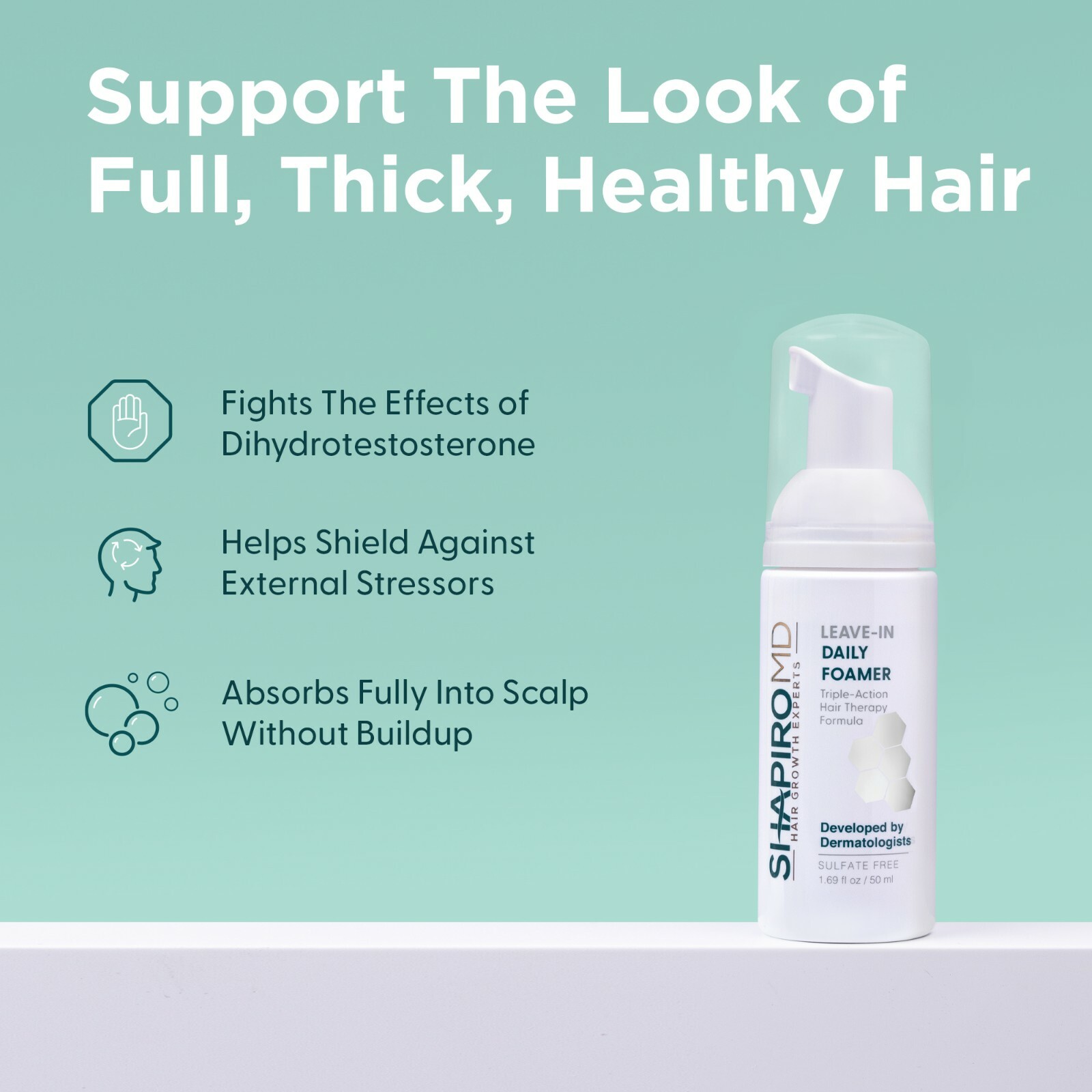 Shapiro MD Hair Loss Leave-In Daily Foam, Vegan Formula with DHT Blockers