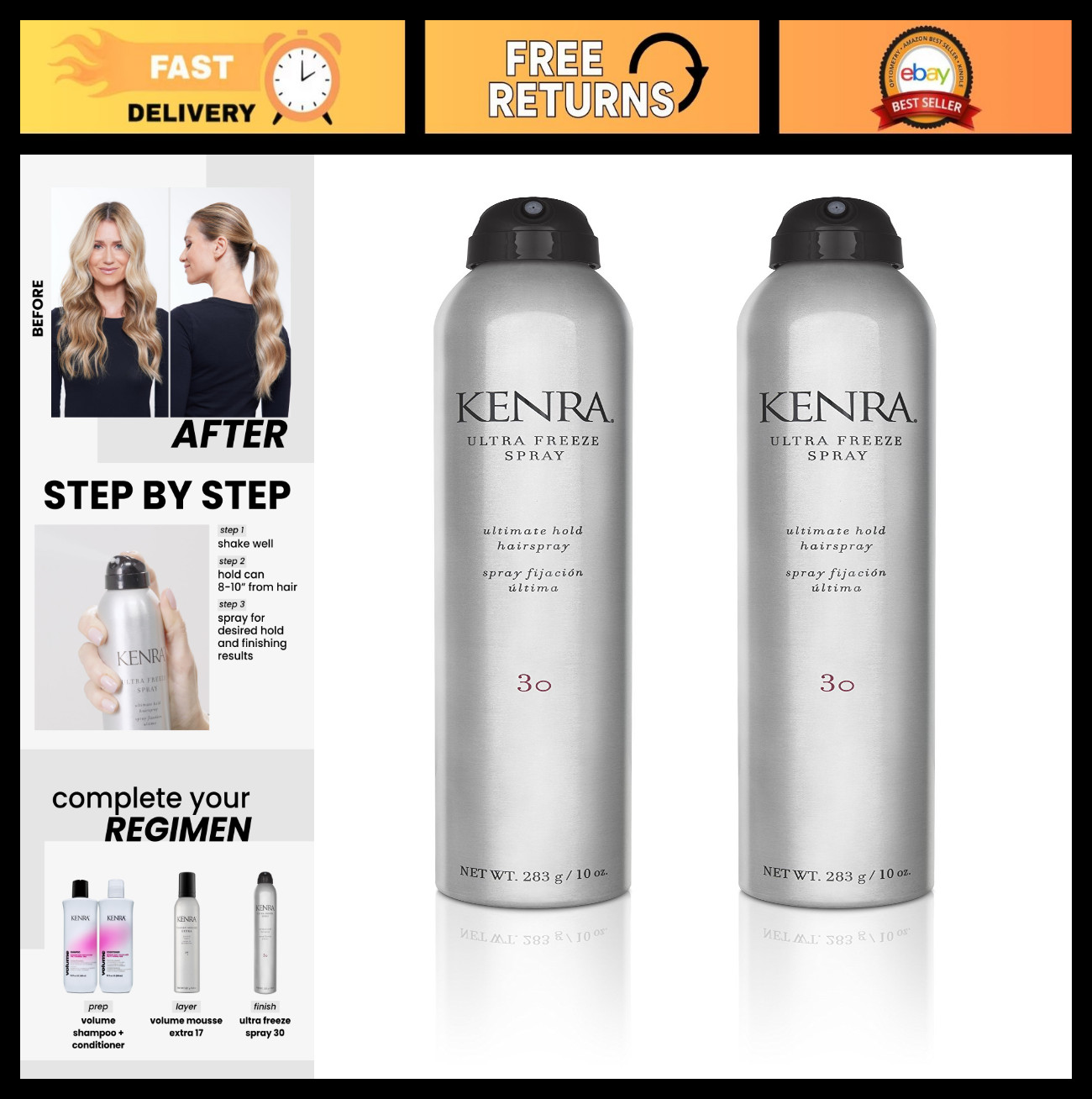 Ultra Freeze Hairspray 30 | Long-Lasting Hold | Fast-Drying & Humidity Resistant