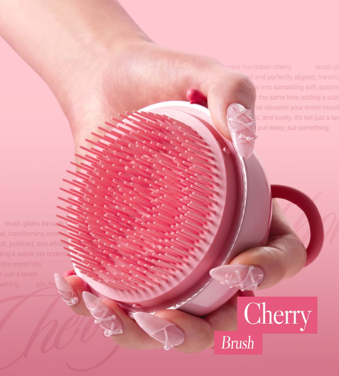 Medicube x FOREVER:CHERRY Hair Brush Ribbon Cherry Pink & Red & Vioret Pink New