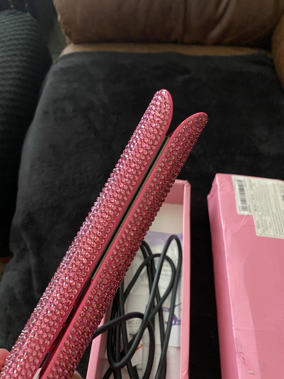 Pink Rhinestone Flat Iron Hair Straightener with Digital Display