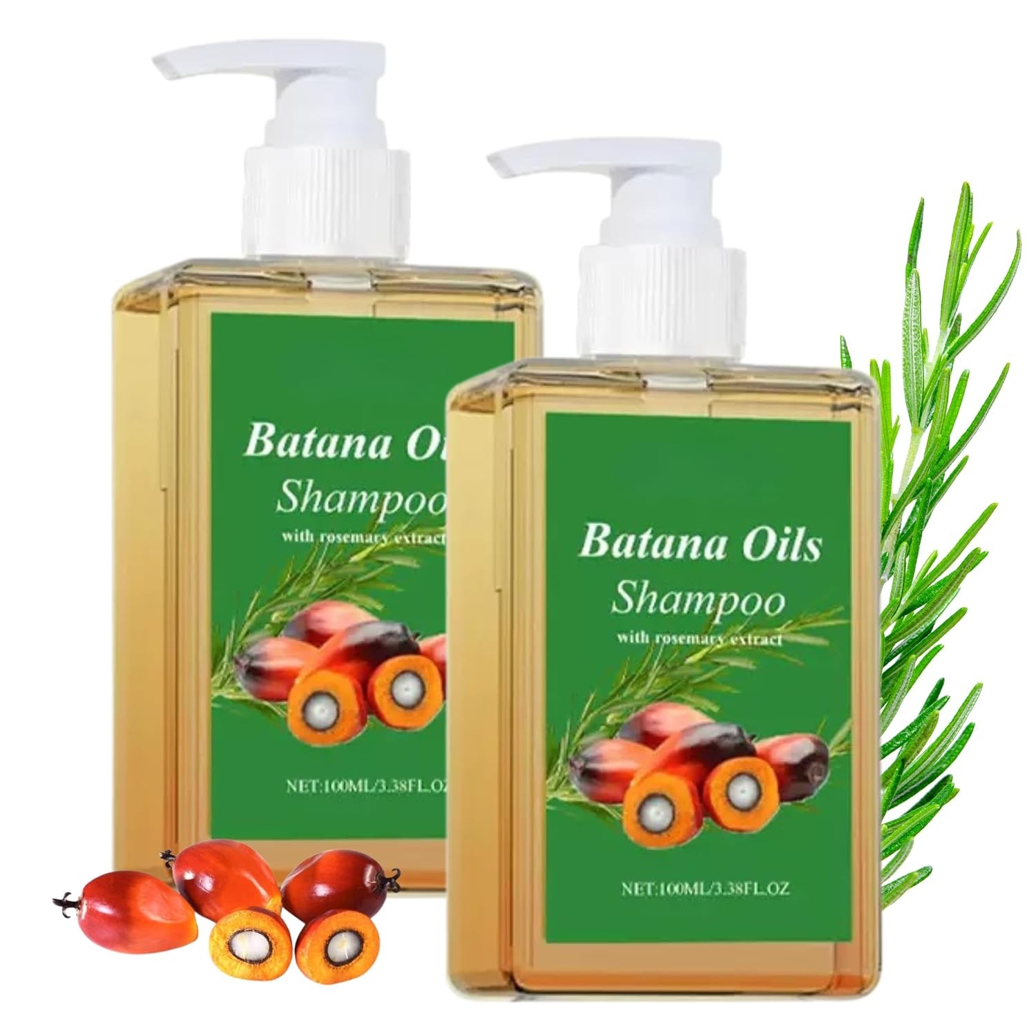 2Pcs Batana Oil Shampoo, Rosemary Oil Shampoo, 100% Batana Oil with Rosemary …