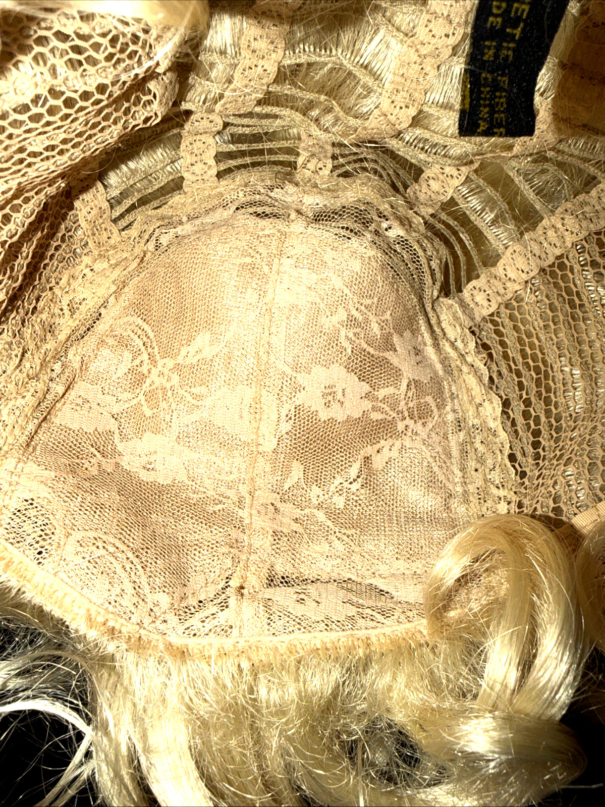 Vintage Curly Wig Short Ash Blonde Synthetic Modacrylic China Japan Fiber