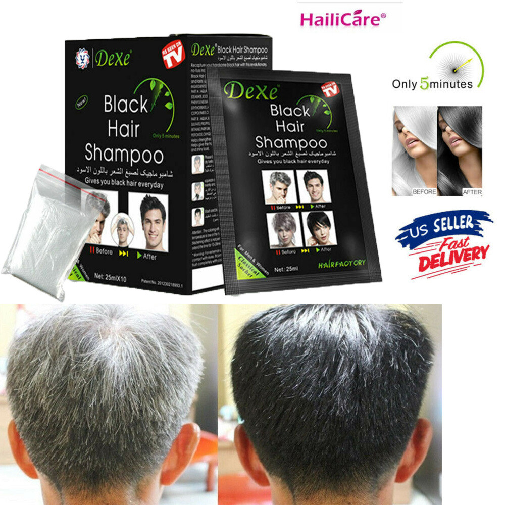10pcs Hair Dye Blackening Gray White Hair Shampoo Natural Hair Coloring Shampoo