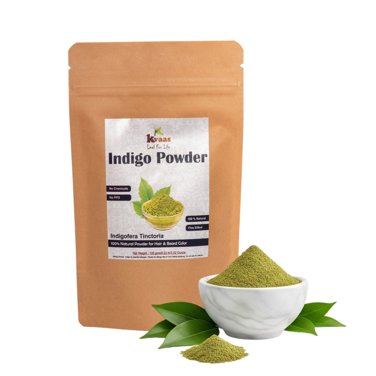 Kvaas 100 g Natural Indigo Powder for Hair & Beard