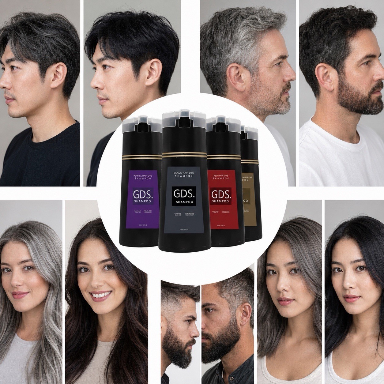 Dark Brown GDS Hair Dye Shampoo 200ml Vegan Formula Gray Coverage