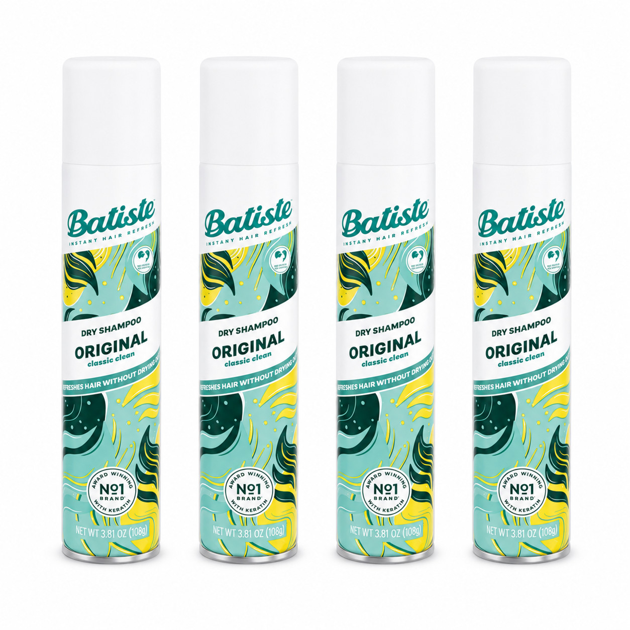 Batiste Dry Shampoo, Original, Classic Clean, 3.81 oz (Pack of 4)