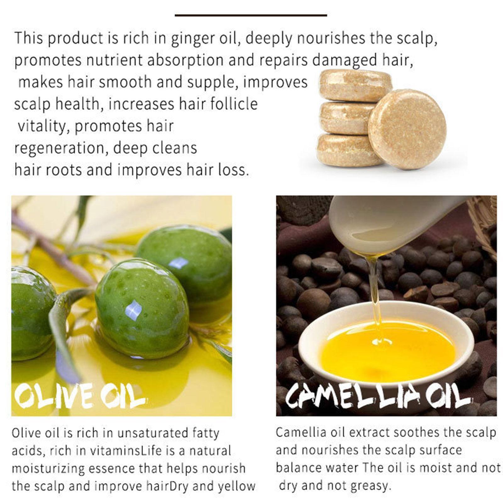 3PCS Ginger Hair Regrowth Shampoo Bar Hair Growth Soap Hair Loss Treatment USA
