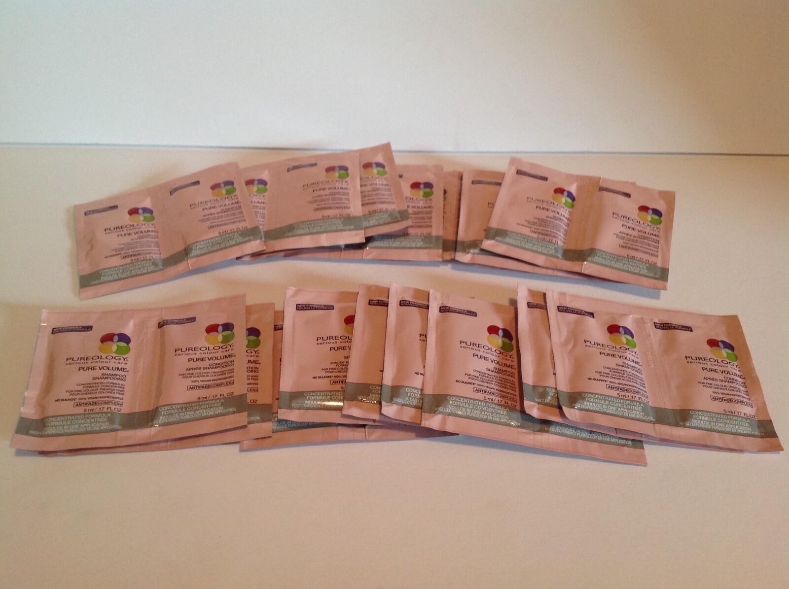 Pureology Antifade Pure volume Shampoo & Conditioner .17 oz 18 Samples Of Each
