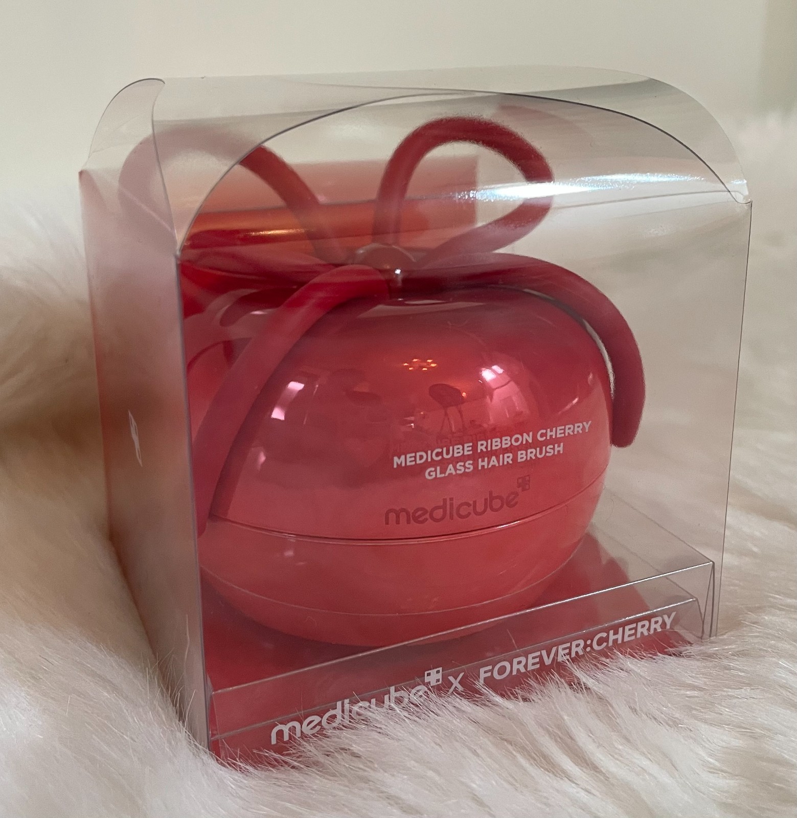 Medicube x FOREVER:CHERRY Hair Brush Ribbon Cherry Red Introducing a New Color