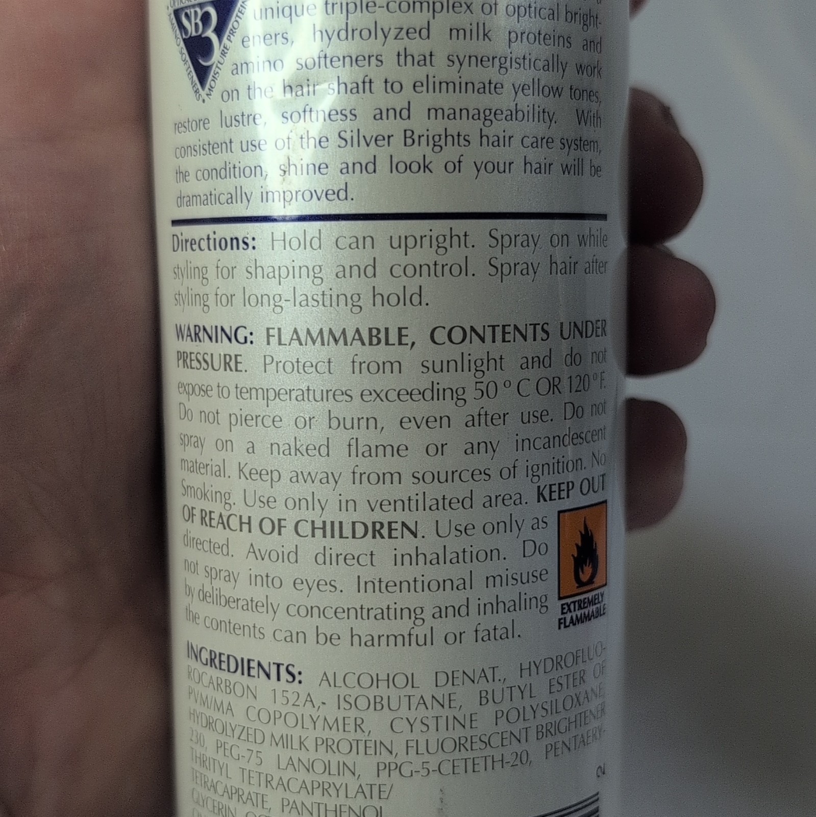 Silver Brights Crystal Clear Hairspray 7 oz Non-Yellowing Firm Hold SB-3