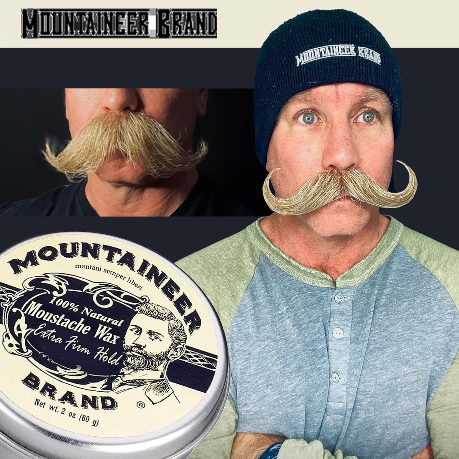 Mountaineer Brand Unscented Natural Mustache Wax | Strong and Extra Firm Hold |