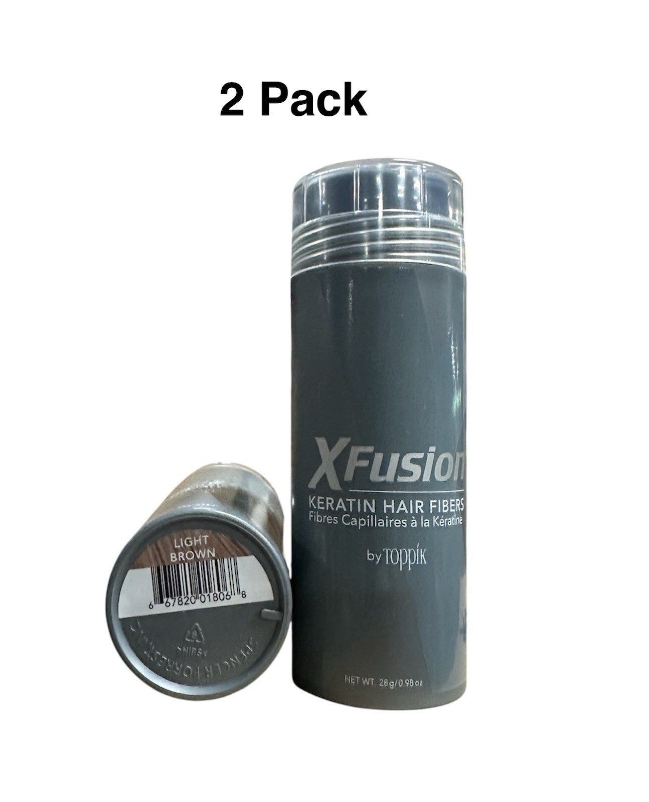 Xfusion by Toppik Keratin Hair Fibers 28g / 0.98 oz LIGHT BROWN (Pack of 2)