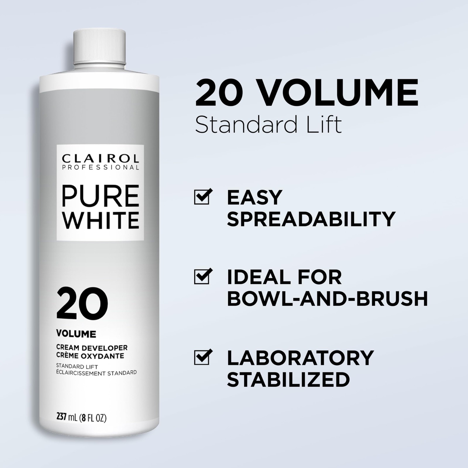 Pure White 20 Volume Hair Developers for Lightening & Gray Coverage