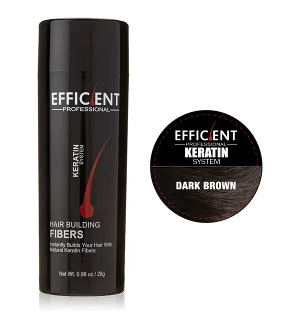 EFFICIENT Keratin Hair Loss Powder Concealer Thickening Fiber, Dark Brown 28g