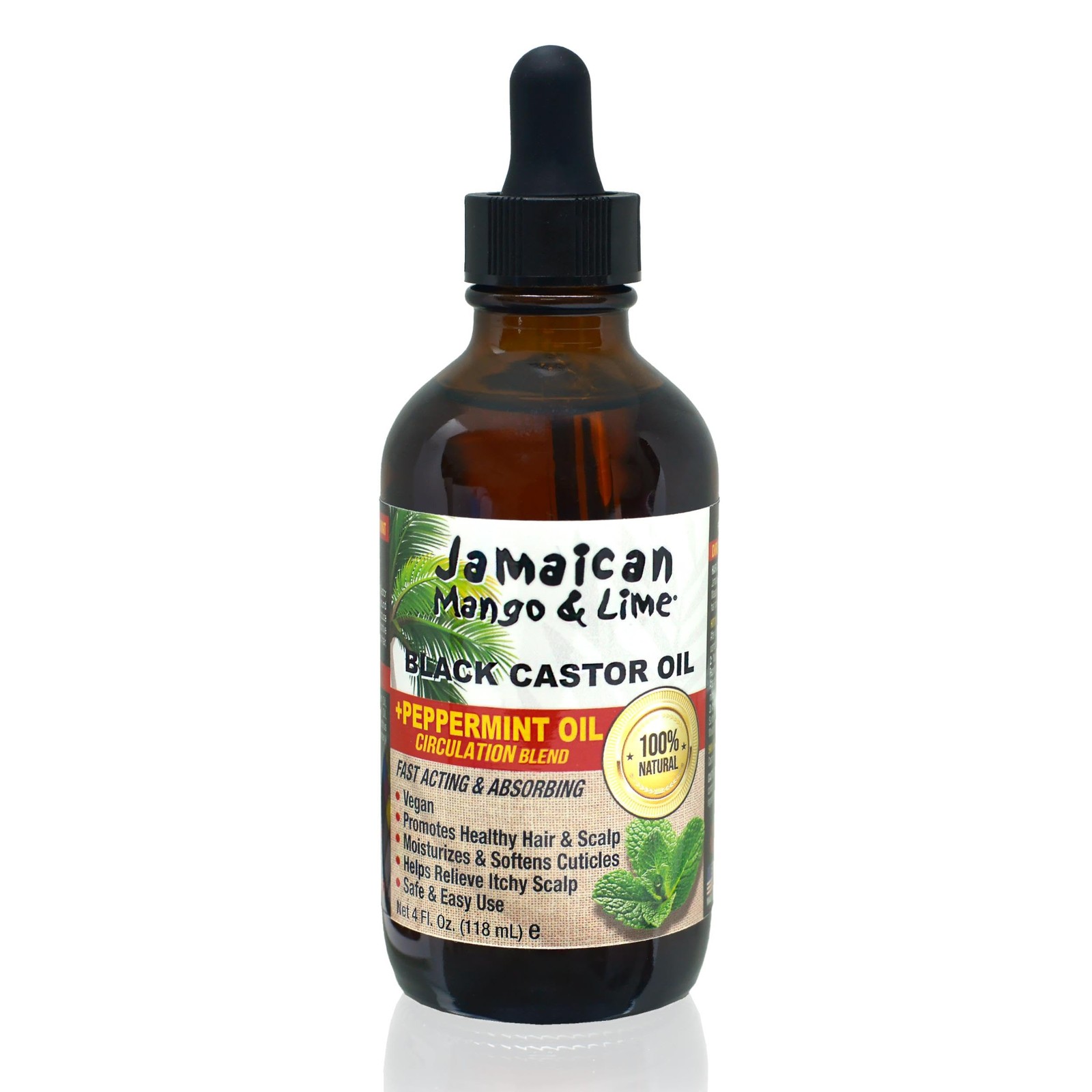 Jamaican Mango & Lime Black Castor oil, 4 Fl Oz (Pack of 1), Green