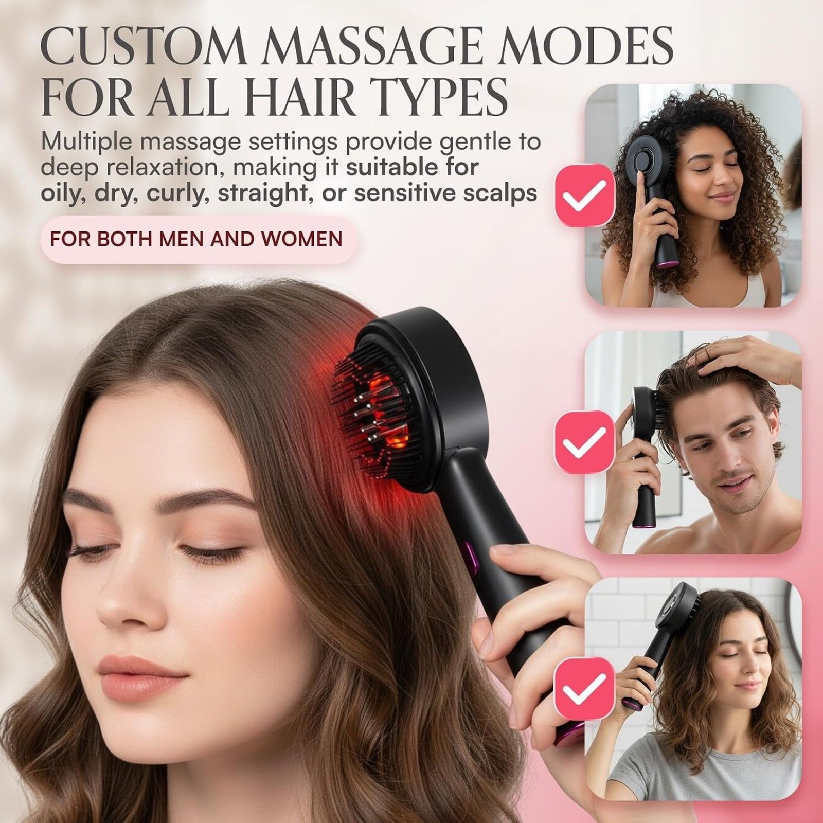 3-in-1 Electric Scalp Massager & Hair Oil Applicator Waterproof Brush