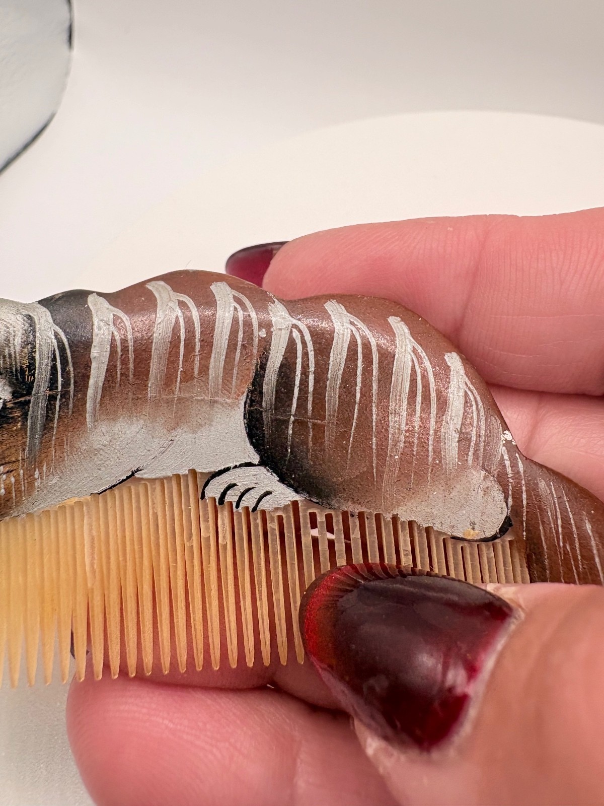 Hand Painted Dog Pocket Comb Vanity Hair Comb Shih Tzu Style Made in China
