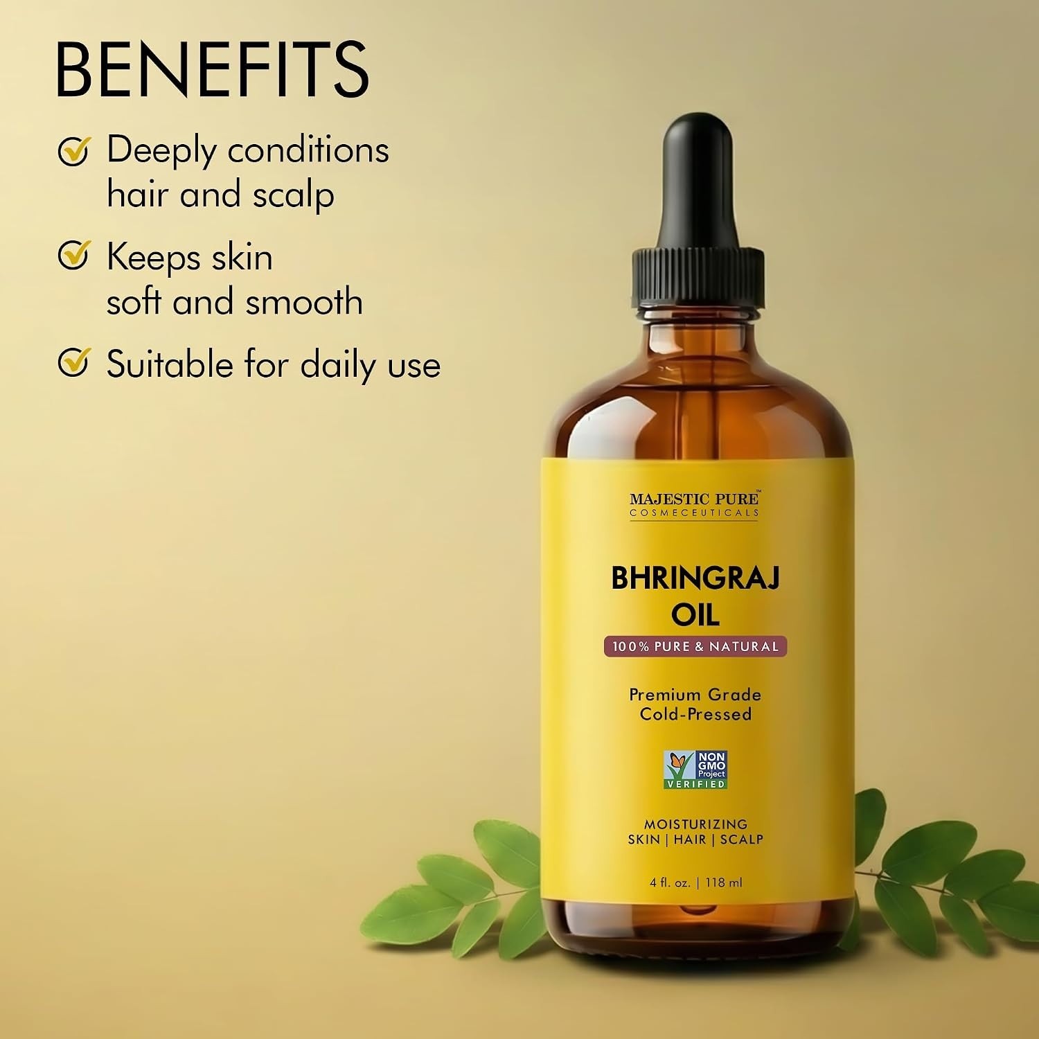 Bhringraj Hair Oil 4 Fl Oz Natural Herbal Ayurvedic Hair and Scalp Moisturizing